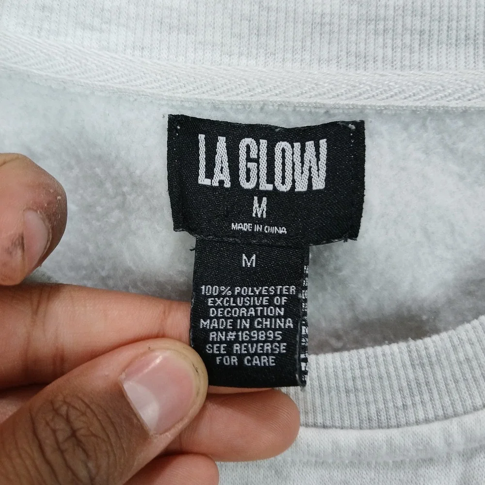 LA Glow Cropped Halloween‎ Sweatshirt Womens Medium White Spooky Fleece Lined